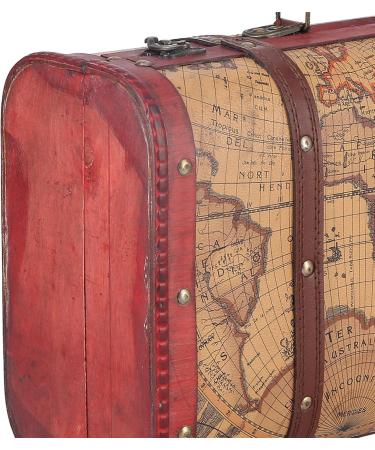 Vintage Composite Wood Portable Suitcase with Map Pattern - Stylish Storage Chest for International Shipping - Buy Online on SooperMarket.com