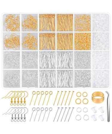 Hypoallergenic Earring Making Kit, modacraft 2000Pcs Earring Making Supplies Kit with Hypoallergenic Earring Hooks, Earring Findings, Earring Backs, Earring Pins Jump Rings for Jewelry Making Supplies