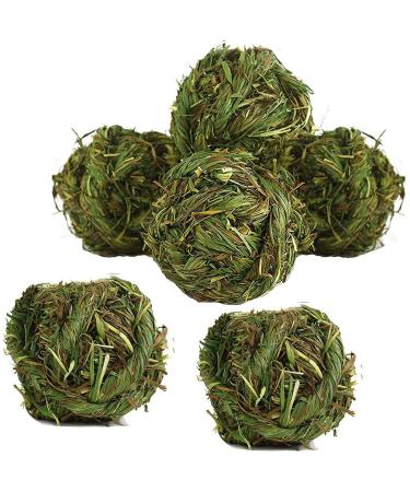 CAMITER 6pcs Rabbit Chew Ball Timothy Grass Grinding Small Animal Activity Play Chew Toys for Bunny Rabbits Hamster Guinea Pigs Gerbils