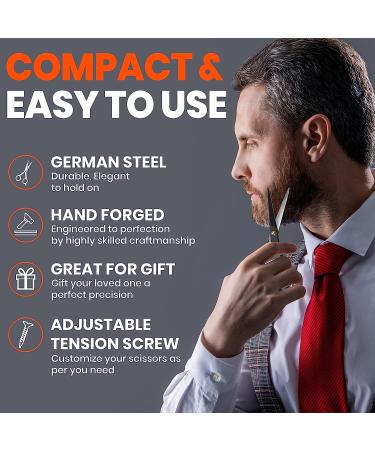 WAJEES Beard Scissors Set for Men - Mustache Scissors with Comb in Carry Pouch | Men's Facial Hair Grooming Kit - Buy Online on SooperMarket.com