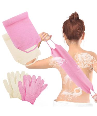 WLLHYF 6 Pcs Exfoliating Shower Bath Gloves Back Scrubber Set  4Pcs Exfoliating Gloves and 2Pcs Exfoliating Body Scrubber Nylon Back Washers Scrub Gloves for Shower for Men and Women