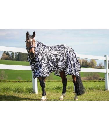Marengos Zebra Fly Outdoor Ceiling Blanket | Insect Protection | Saddle Cutout & Neck Part | Fine-Meshed Design | Black & White | 125 cm - Buy Online on SooperMarket.com
