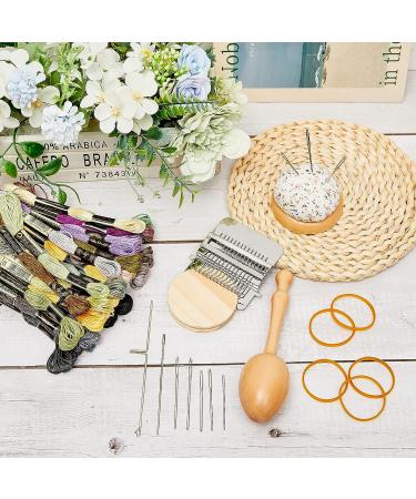Darning Egg Mini Loom for Socks | 14 Hooks Speedweve Style Weaving Tool | 9 Large Eye Needles | 50 Colors Thread for DIY Handcraft - Buy Online on SooperMarket.com