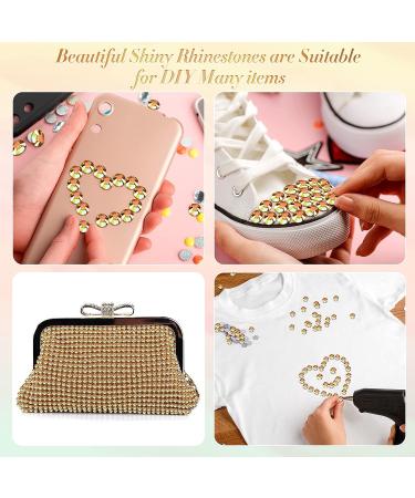 2000 Flat Back Gems Rhinestones Set with Tweezer and Pen - 6 Sizes (1.5-6 mm) Round Crystal Rhinestones for Crafts, Nails, Clothes, Shoes - Metallic Sunshine - Buy Online on SooperMarket.com