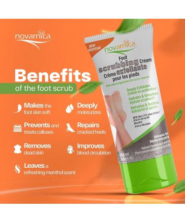 Novarnica Exfoliating Foot Scrub Cream with Volcanic Rock, Shea Butter & Arnica Montana - 150ml - Buy Online on SooperMarket.com
