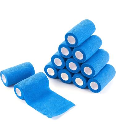 Cojj 12 pcs Self-Adhering Cohesive Bandage - 10cm x 4.5m Waterproof Elastic Tape for Wounds & Animal Care (Blue) - Buy Online on SooperMarket.com