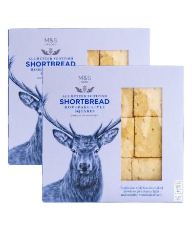 M&S Marks & Spencer All Butter Scottish Homebake Style Shortbread Squares Traditional Style Light & Crumbly 2 x 200g
