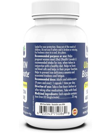 120 vcaps Iron Bisglycinate 25 mg Elemental Iron Superior Absorption Made in Canada (120 caps) 120 count (Pack of 1) - Buy Online on SooperMarket.com
