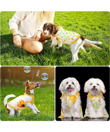 Pineapple Sunflower Large Pet Dress & Shirt Set - 4 Piece Cute & Breathable Puppy Clothes - Buy Online on SooperMarket.com
