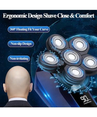 Bald Head Shaver 6 in 1 Cordless Waterproof Electric Razor for Men - Rechargeable, Wet Dry, USB Charging - Ideal for Head and Face Shaving - Buy Online on SooperMarket.com