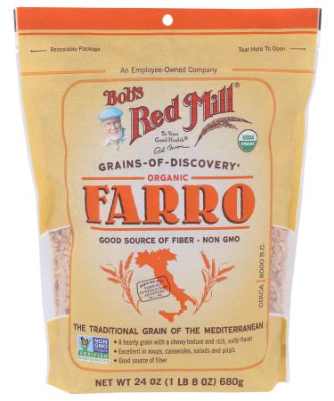 BOBS RED MILL Organic Whole Grain Farro, 24 OZ 1.5 Pound (Pack of 1) Resealable