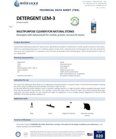 Bellinzoni Lem3 - Neutral Cleaner - 1 Liter - Buy Online on SooperMarket.com