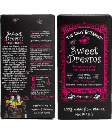 Sweet Dreams Valerian Root and Camomile Tea - Bedtime Tea - Caffeine Free Decaffeinated - 2 x 15 individual tea bags - by The Busy Botanist - Buy Online on SooperMarket.com