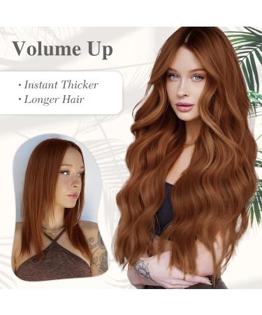 MORICA 20 Inch Invisible Wire Hair Extensions | Auburn Halo Hairpiece - Long Wavy Synthetic Hair | Adjustable Size & 4 Secure Clips for Women - Buy Online on SooperMarket.com