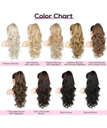 REECHO 24" Ponytail Extension - Claw Clip In Long Curly Wavy Ponytail for Women - Medium Blonde with Highlights - Buy Online on SooperMarket.com