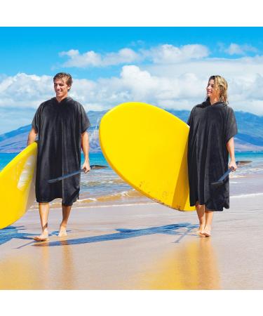 Surf Poncho Changing Towel Robe - Hooded Wetsuit Change Poncho for Adults - Water Absorbent - Oversized Black - Buy Online on SooperMarket.com