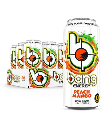 Bang Energy Peach Mango, Sugar-Free Energy Drink, 16-Ounce (Pack of 12)