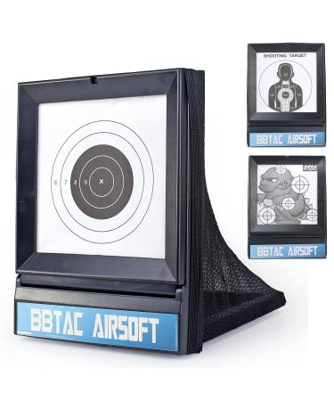 BBTac Airsoft Target with Trap Net Catcher, Stand and Paper Target, for Airsoft Gun Training Shooting BB Pellets Indoor Outdoor