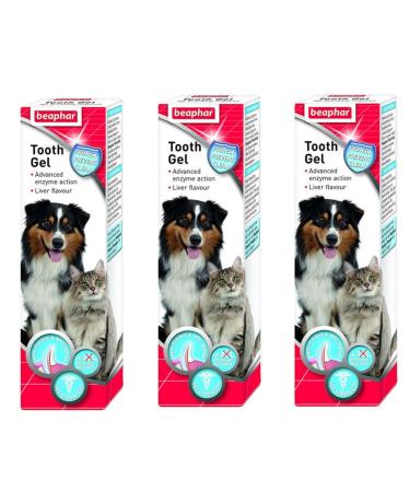 3 Pack BEAPHAR Dog CAT PET Tooth Gel NO Brushing Dental Care Liver Flavour 100G