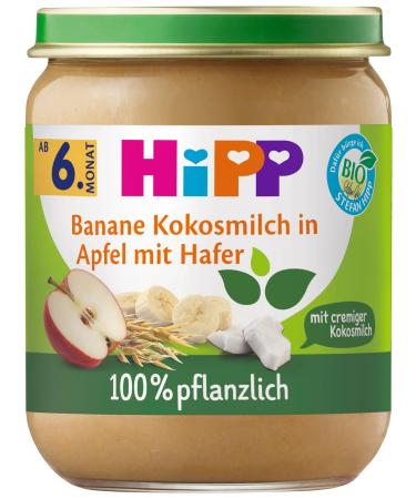 HiPP Organic Fruit and Grain Banana Coconut Milk in Apple with Oats 160g Pack of 6 (6x160g)