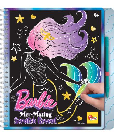 Lisciani - Barbie - Scratch Mermaid Skizzenbuch - Magical Book for Coloring and Decorating - Creative Play - Multi -Colored Pages - For Girls from 4 years