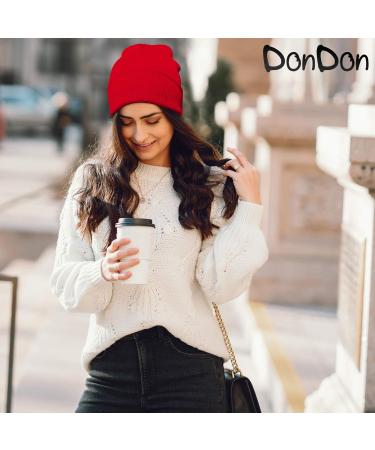 DonDon Beanie Hat - Classic Red Winter Hat for Men & Women | One Size Fits All - Buy Online on SooperMarket.com