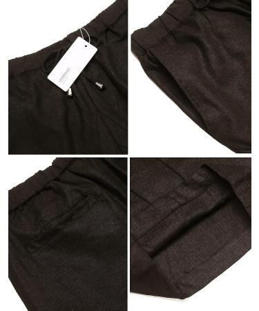 COOFANDY Men Cotton Linen Capri Pants - Drawstring Baggy Harem Yoga Beach Pants, Dark Brown - Buy Online on SooperMarket.com