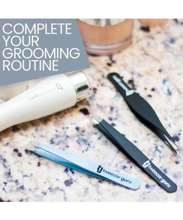 Tweezer Guru 4-Piece Eyebrow Tweezer Set for Men & Women - Professional Precision Tweezers Kit with Case for Facial Hair, Splinter, and Ingrown Hair Removal - Buy Online on SooperMarket.com