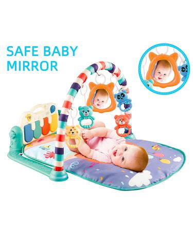 Baby Gym Play Mat with Mirror, Music, Lights - Kick & Play Piano Activity Center for 3-6-9 Month Infants in Green - Buy Online on SooperMarket.com
