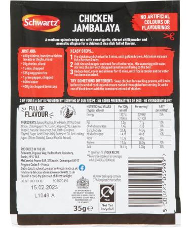 Schwartz Chicken Jambalaya Recipe Mix 35g - Authentic Southern Flavor - Buy Online on SooperMarket.com