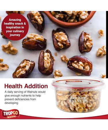 Tropgo Raw King Walnuts - Whole Food Unsalted Nuts in a Resealable and Recyclable Tub - High Protein and Fibre Rich Vegan Snack - Ideal Healthy Vegan Keto Snack for all Ages (120G) - Buy Online on SooperMarket.com