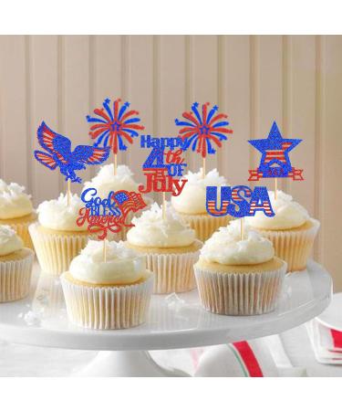 24 Pcs Independence Day Cupcake Toppers Glitter National Flag Cake Topper Picks Toothpick Toppers 4th of July Flag Day Photo Props for Patriotic Party Supplies (eagle-godbless-you) - Buy Online on SooperMarket.com