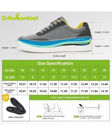 OrthoComfoot Men's Arch Support Sneakers for Plantar Fasciitis & Achilles Tendonitis - Grey, Size 13 W - Buy Online on SooperMarket.com