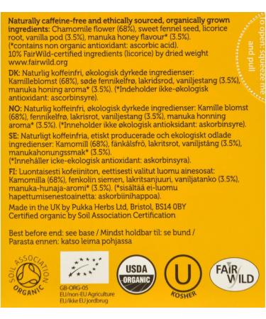 Pukka Herbal Teas Tea - Organic - Chamomile Vanilla and Manuka Honey - 20 Bags - Case of 6-95%+ Organic-Gluten Free - Yeast Free-Wheat Free- - Buy Online on SooperMarket.com
