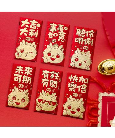 Generic 6pcs Traditional 2024 New Year Hong Bao Red Envelopes Year of The Dragon Hongbao Red Packet for Birthday Spring Festival Wedding Style B - Buy Online on SooperMarket.com