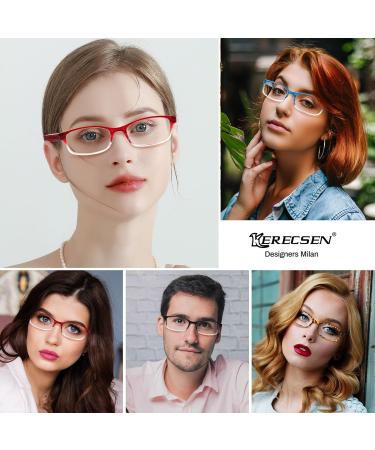 Buy Kerecsen 5 Pack Reading Glasses for Men & Women - High-Quality Spring Hinges Comfortable Rectangular Design - Multi-Colored (2.00 Magnification) - International Shipping Available - Buy Online on SooperMarket.com