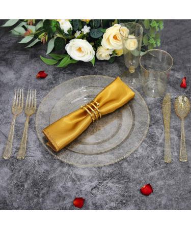 50 Pack Gold Glitter Plastic Champagne Flutes | 5.5 OZ | Disposable Glasses for Wedding & Party | Premium Toasting Flutes - Buy Online on SooperMarket.com