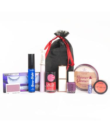 Makeup Set Glamza 10 Piece Lucky Dip Gift Makeup Kit for Women & Teenage Girls - Includes 10 Makeup Items In Black Organza Beauty Bag