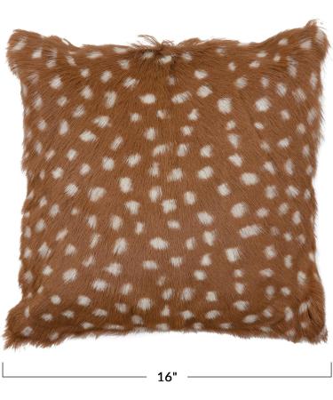 Creative Co-Op Goat Fur Cushion Pillow - Soft Brown & White Accent Pillow for Stylish Home Decor - Buy Online on SooperMarket.com