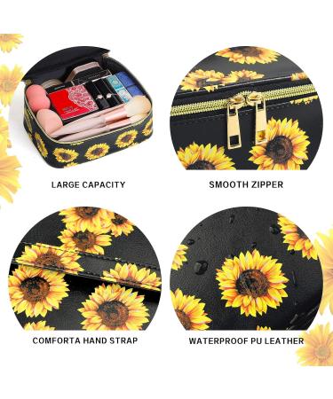 MAGEFY 3 Piece Sunflower Cosmetic Bag Set | Stylish Travel Makeup Pouch | International Shipping Available - Buy Online on SooperMarket.com