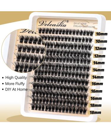 Veleasha 80D Fluffy Lash Clusters - 192PCS D Curl Volume Eyelash Extensions 10-18mm - Soft DIY Cluster Lashes for Home Use - Buy Online on SooperMarket.com