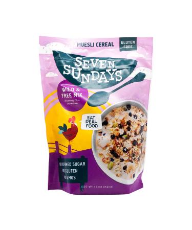 Seven Sundays Wild & Free Blueberry Chia Muesli Cereal {12 oz. pouch, 1 Count} | Gluten Free Certified | Non GMO | No Refined Sugar | Kosher Wild & Free Blueberry Chia 12 Ounce (Pack of 1)