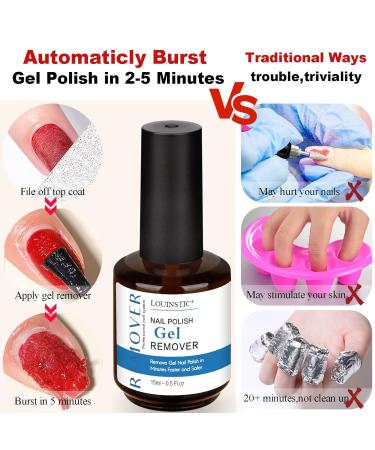 LOUINSTIC Gel Nail Polish Remover - Quick No Soak Gel Remover for Fast Nail Polish Removal | Professional Gel Polish Remover Kit - Buy Online on SooperMarket.com