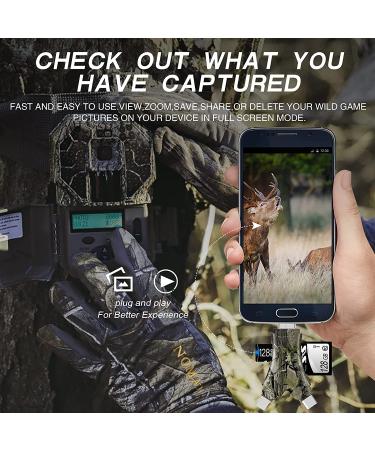 Trail Camera Viewer SD Card Reader - 4 in 1 Memory Card Reader for iPhone & iPad - View Hunting Game Camera Photos/Videos on Smartphone - Buy Online on SooperMarket.com
