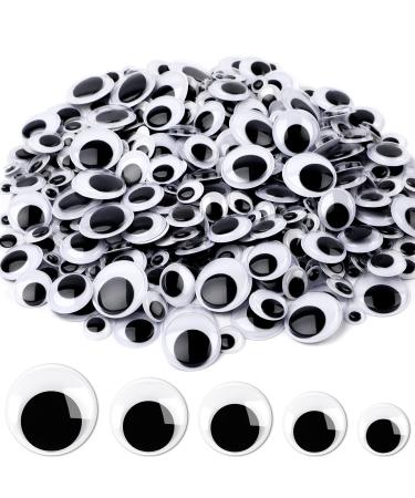 JULMELON 500 Pieces Wiggle Googly Eyes Self Adhesive Black White Craft Eyes for DIY Crafts Decoration (0.4 in, 0.6 in, 0.8 in, 1 in, 1.2 in)