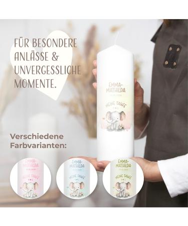 Personalized Amari Christening Candle - Elephant Heart Design | Baptismal Candle for Boys & Girls | DIY Custom Candle | 25cm Height x 8cm Diameter - Buy Online on SooperMarket.com