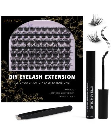 Individual Lashes Extension Kit 70 Wide-Stem 9-15mm Mix False Eyelashes with Lash Glue and Applicator DIY Soft Natural Portable Cluster Lashes Extensions Kit at Home (Mix 9-15mm FD20 Light Suit) 1 count (Pack of 1) FD20 Light Suit