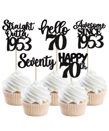30 Pieces Straight Outta1953 Cupcake Toppers Awesome Since 1953 Cake Decorations Cheers on 70 Fabulous Seventy Cake Toppers 70th Birthday Wedding Anniversary Party Cake Decorations Black Black 70th