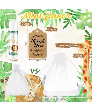 Loopeer 50 Sets Baby Shower Favors - Lip Balm with Organza Gift Bags & Thank Card Tags for Gender Reveal & Birthday Parties (Animal Design) - Perfect Gift Stuffers - Buy Online on SooperMarket.com