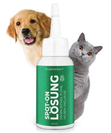 Silver power spot on solution 100 ml against ticks fleas mites and lice - parasite fighting in dogs & cats - anti -vermin remedies - for rushing - for young animals from 12 weeks